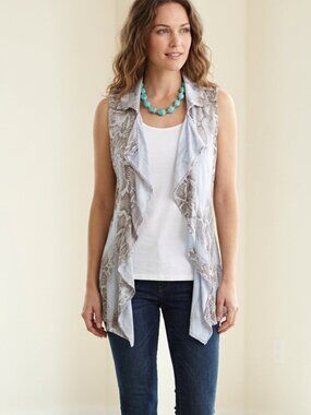 Alberto Makali Snakeskin Ruffle Cardigan / Sweater Vest - M
